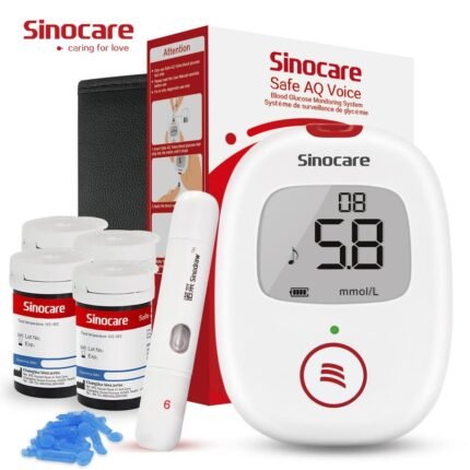 Sinocare Safe AQ Blood Glucometer with Voice & Light Feature