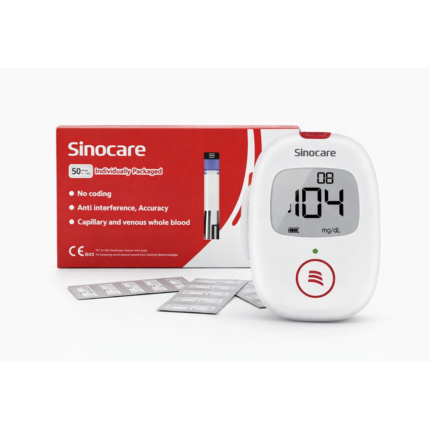 Sinocare Safe AQ Blood Glucometer with Voice & Light Feature_25 test stripes